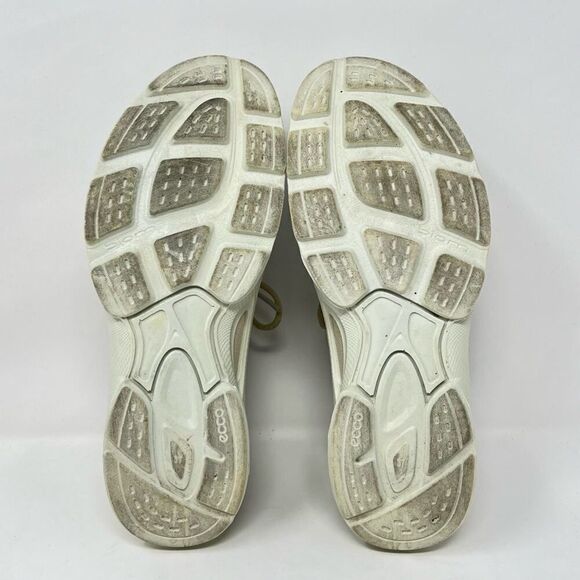 ECCO Biom Street Lace Gravel Wild Dove Gray and Cream Leather Sneaker Size 6.5 - Picture 8 of 11